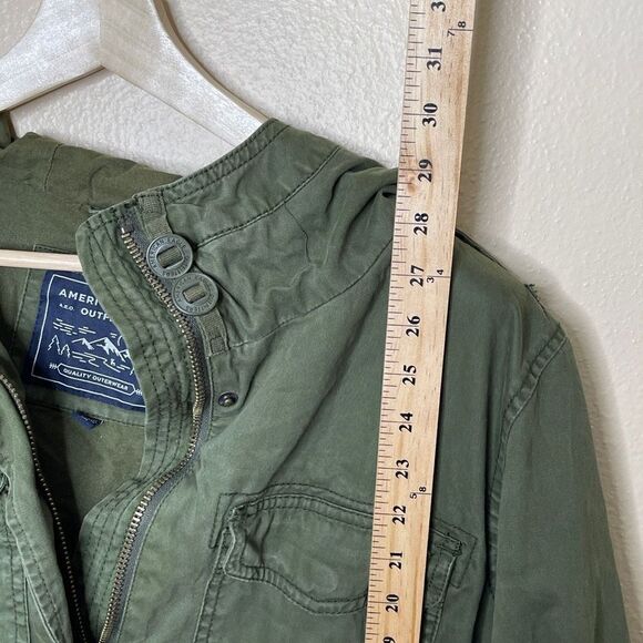 American Eagle Outfitters Jacket Women's Medium Green Military Pockets Full Zip - Picture 8 of 10